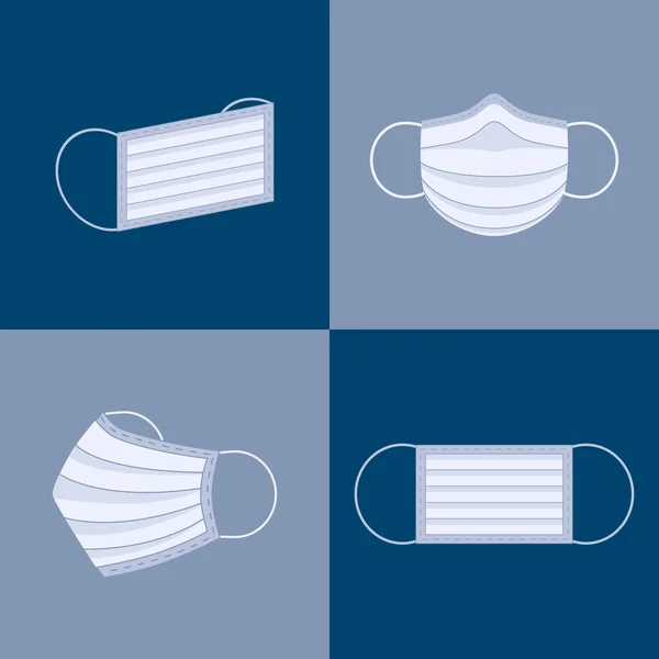 Bir dizi vektör ikonu tıbbi maskesi. Düz tasarım.