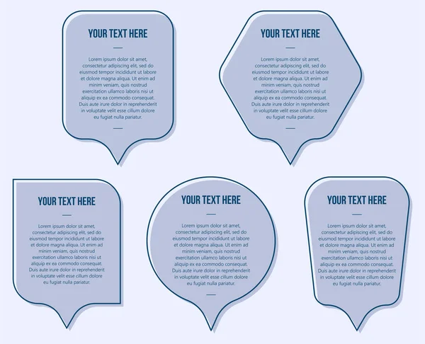 5 alıntı kutu çerçevesi seti. Alıntı kutusu simgesi. Mesaj kutuları. Yaratıcı vektör illüstrasyonu.