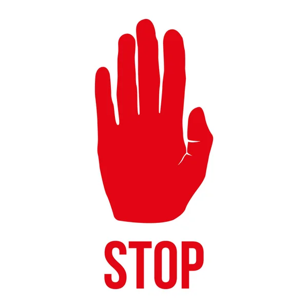 Detener Signo Ilustración Vector Rojo Símbolo Mano Icono Mano — Vector de stock