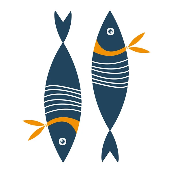 Beyaz arka planda şirin balıklar. Vektör illüstrasyonu.