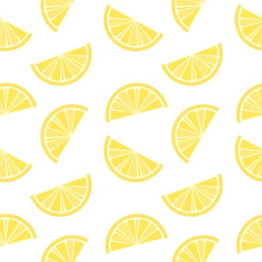 Beyaz arka planda taze limon. Kusursuz desen. Vektör İllüstrasyonu.