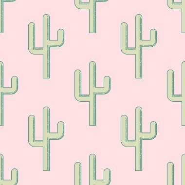 Pembe arka planda kusursuz ana hatlı kaktüs. Vektör illüstrasyonu.