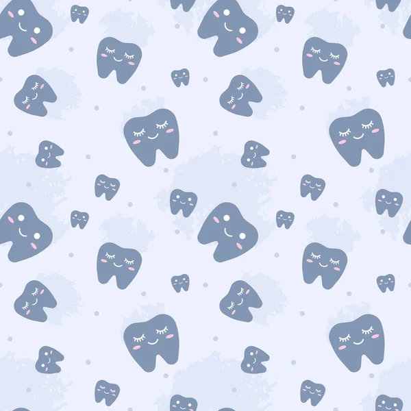 Mavi gözlüklü, sevimli dişleri olan kusursuz bir desen. Vektör illüstrasyonu.