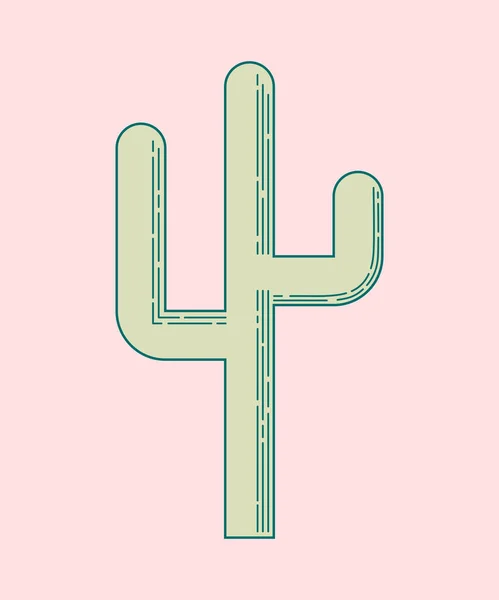 Pembe arka planda ana hatlı kaktüs. Vektör illüstrasyonu.