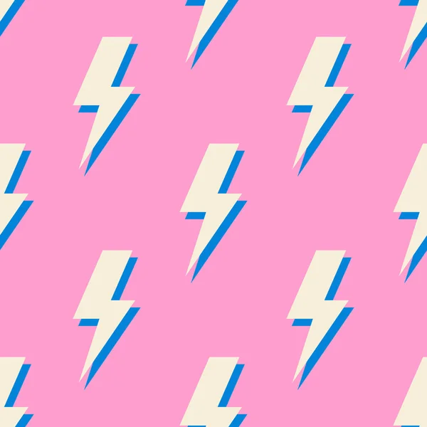 Retro vektör, yıldırımlı, kusursuz desen. Düz tasarım.
