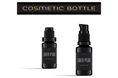 Göz kapağı Serum şişeleri. Vektör çizim. 