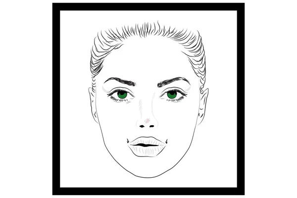 Cara de mujer. Ilustración vectorial . — Vector de stock