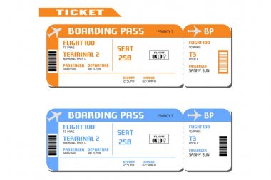 Uçak biletleri. Vektör İllüstrasyonu. 