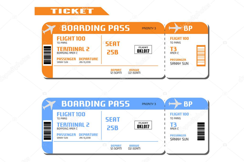 Airline tickets. Vector Illustration. 