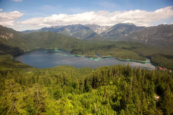 Eibsee lake and mountains aerial view, Germany — Stock Photo, Image