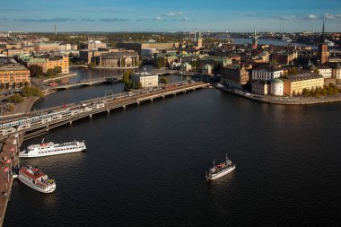 Stockholm, İsveç eski şehir (Gamla Stan) havadan görünümü