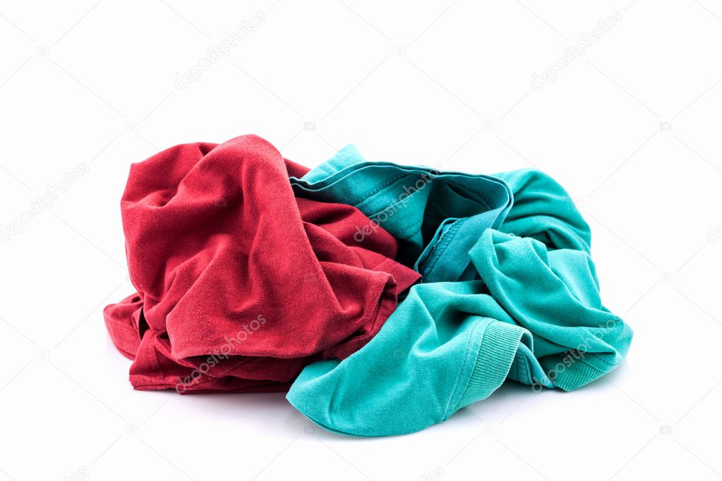 pile of dirty laundry Isolated on white.