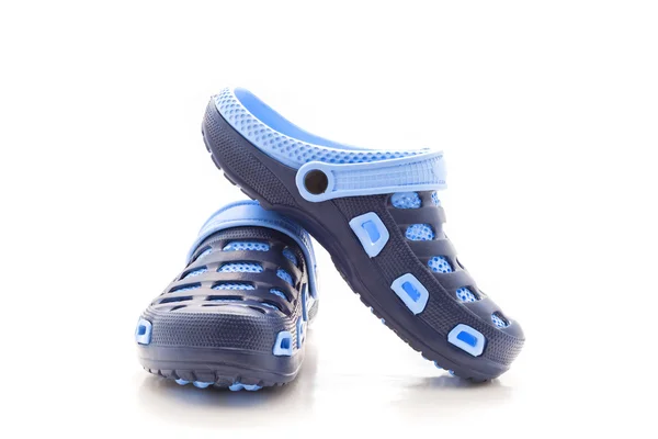Blue rubber  sandals  shoes on a white background. — Stock Photo, Image