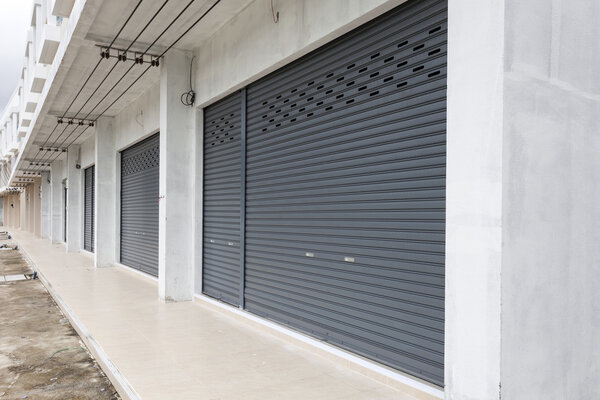 Shutter door or roller door and concrete floor 