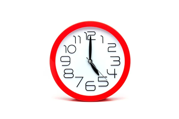 Red  clock isolated on white background. — Stock Photo, Image