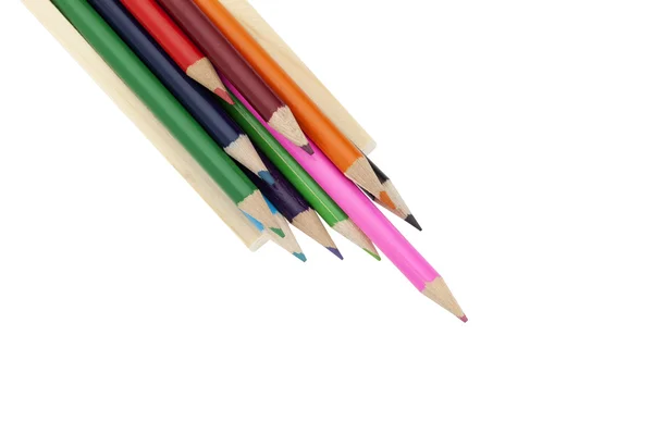 Ceruza, fa dobozban, elszigetelt fehér background. — Stock Fotó