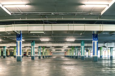 Otopark garaj iç, endüstriyel yapı, boş yer altı p