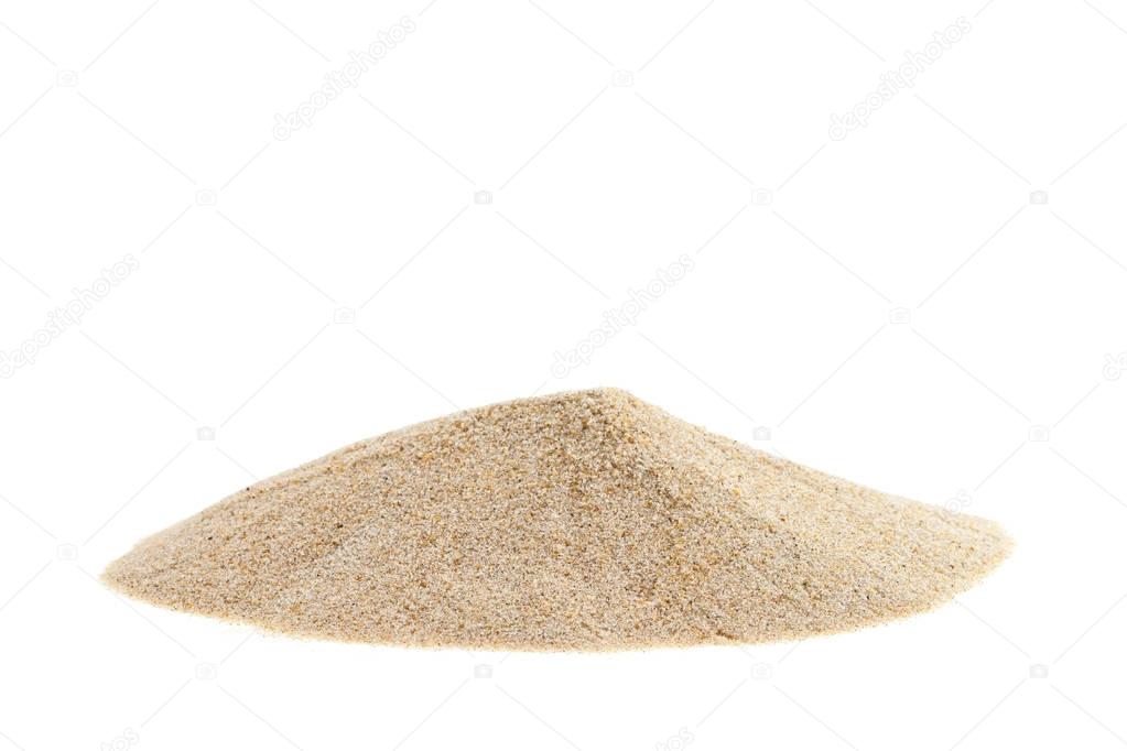 Pile of sand isolated on white background.