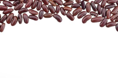 Barbunya arka plan, kırmızı fasulye tohumları üzerinde beyaz backgrou izole