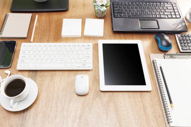Ofis Resepsiyon ahşap masa iş işyeri ve iş nesnesi