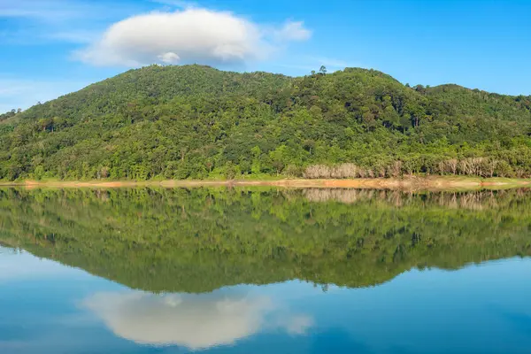 görünümünü yansıtan bir göl yüzeyinde ile dağ gölü