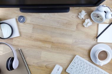 Ofis Resepsiyon ahşap masa iş işyeri ve iş nesnesi