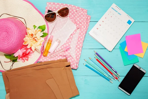 Lady's outfit clothes and woman accessories — Stock Photo, Image