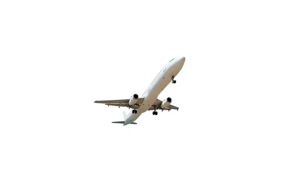 흰 배경에 고립된 승객용 비행기 — 스톡 사진