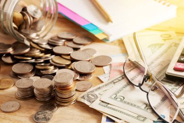 sikke ve Doları banknot, kavram iş planlaması ve Finans 