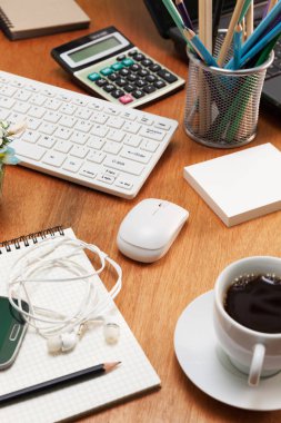 Ofis Resepsiyon ahşap masa iş işyeri ve iş nesnesi