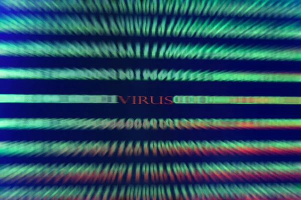 Virus in codice del computer su sfondo nero . — Foto Stock