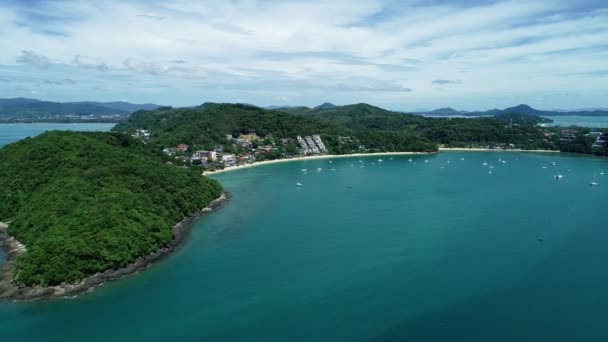 Imagens Aéreas Deslumbrantes Drones Voando Redor Bela Ilha Phuket Tropical — Vídeo de Stock