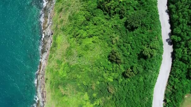 Imagens Drone Vista Aérea Laem Promthep Capa Belo Cenário Mar — Vídeo de Stock