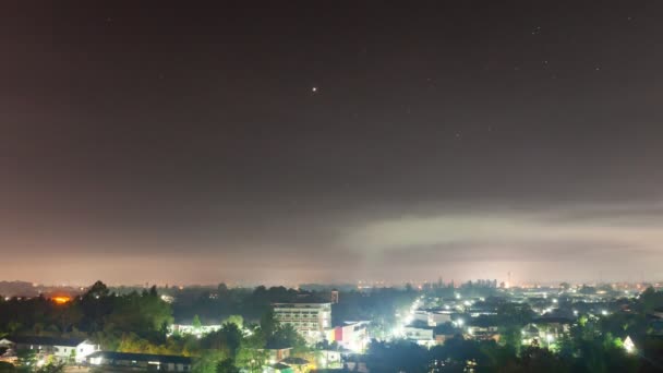 Tiempo Caducidad Contaminación Sobre Ciudad Noche — Vídeos de Stock