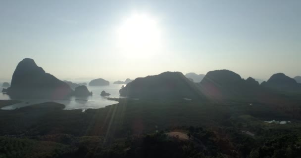 Widok Lotu Ptaka Drone Strzał Piękna Mała Wyspa Zatoce Phang — Wideo stockowe