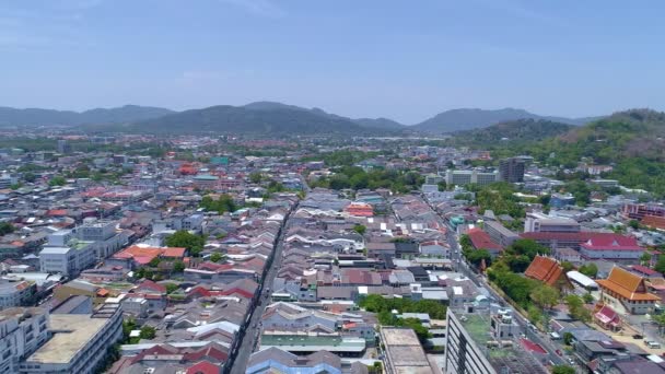 Luchtfoto Drone Vliegende Beelden Phuket Stad Thailand — Stockvideo