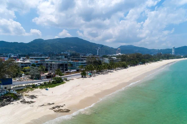 Pusta Plaża Plaży Patong Phuket Tajlandia Maju 2020 Plaża Zamknięta — Zdjęcie stockowe