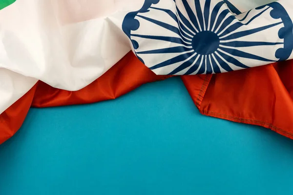 Fira Indien Självständighetsdagen Indien Flagga Blå Bakgrund — Stockfoto