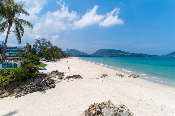 Widok Lotu Ptaka Kamera Drona Tropical Beach Plaży Patong Phuket — Zdjęcie stockowe