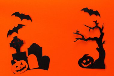 Mezar taşı, ağaç, kabak ve b Cadılar Bayramı tatil arka plan