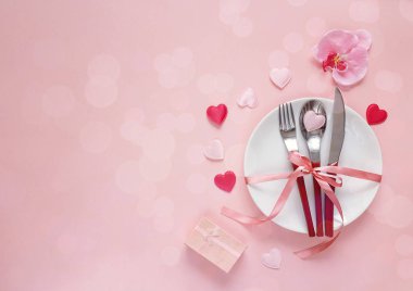 Festival Tablo ayarı ile çatal bıçak takımı, Sevgililer günü için orkide, 