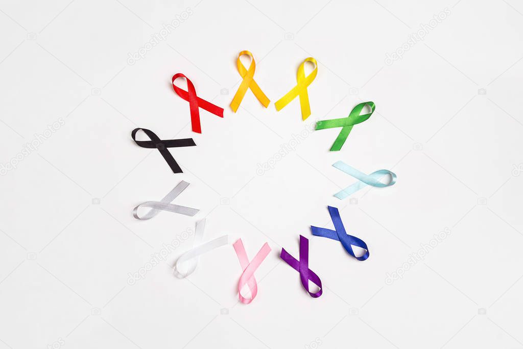World cancer day concept, February 4. Circle of  colorful awaren