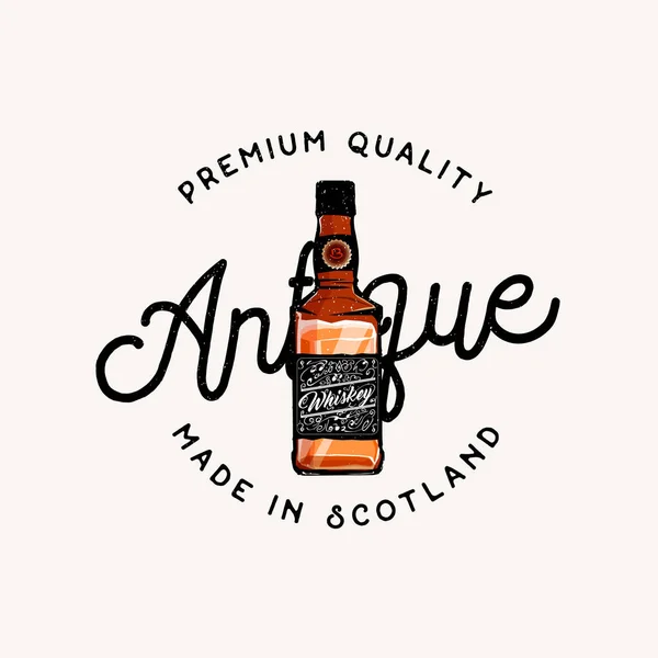 Whisky antiguo, hecho en insignia de Escocia — Vector de stock