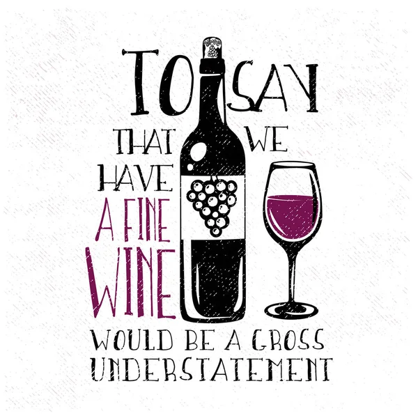 字体设计与手绘的葡萄酒瓶 — 图库矢量图片