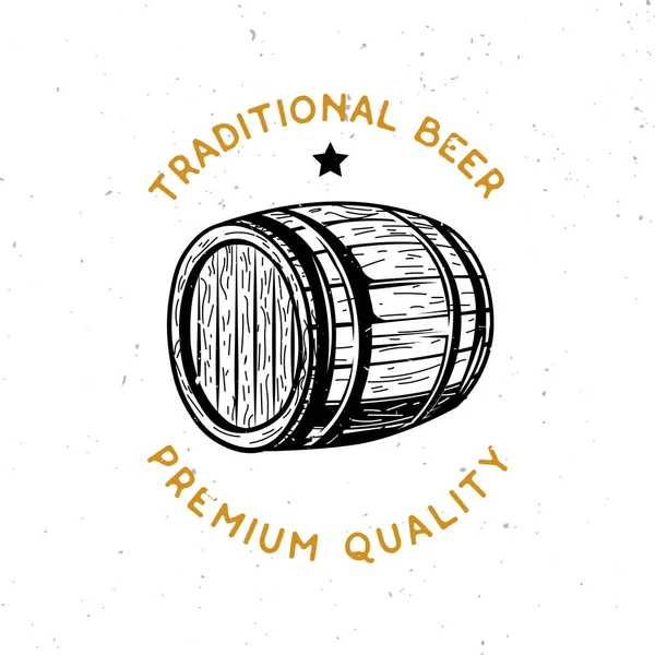 Pivo s motivem logo s dřevěnými pivní soudek — Stockový vektor
