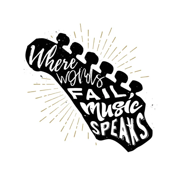 Text inside the vulture - When words fail music speaks — Stock Vector