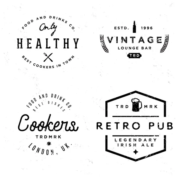 Emblemas em estilo vintage no pub e tema de comida . — Vetor de Stock