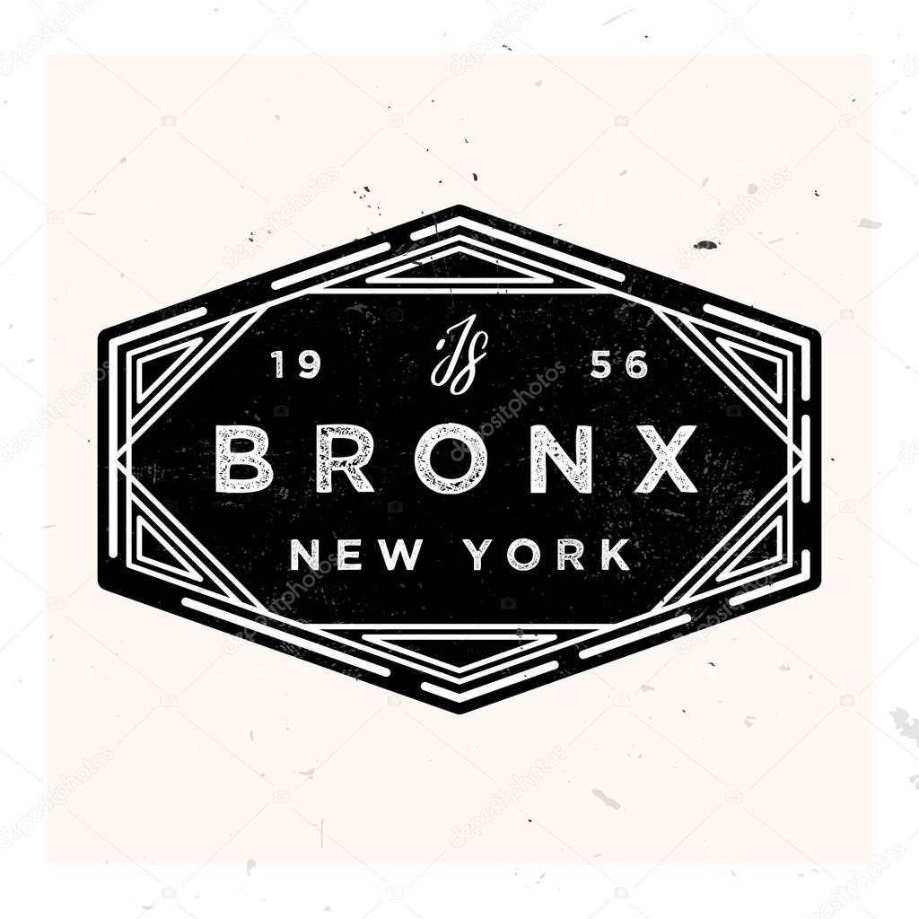 Bronx New York Apparel LAbel Design, Vector Illustration in Vintage Style 1920s