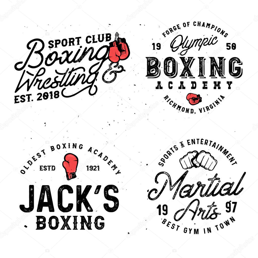 Set of boxing & mma themed retro logo templates