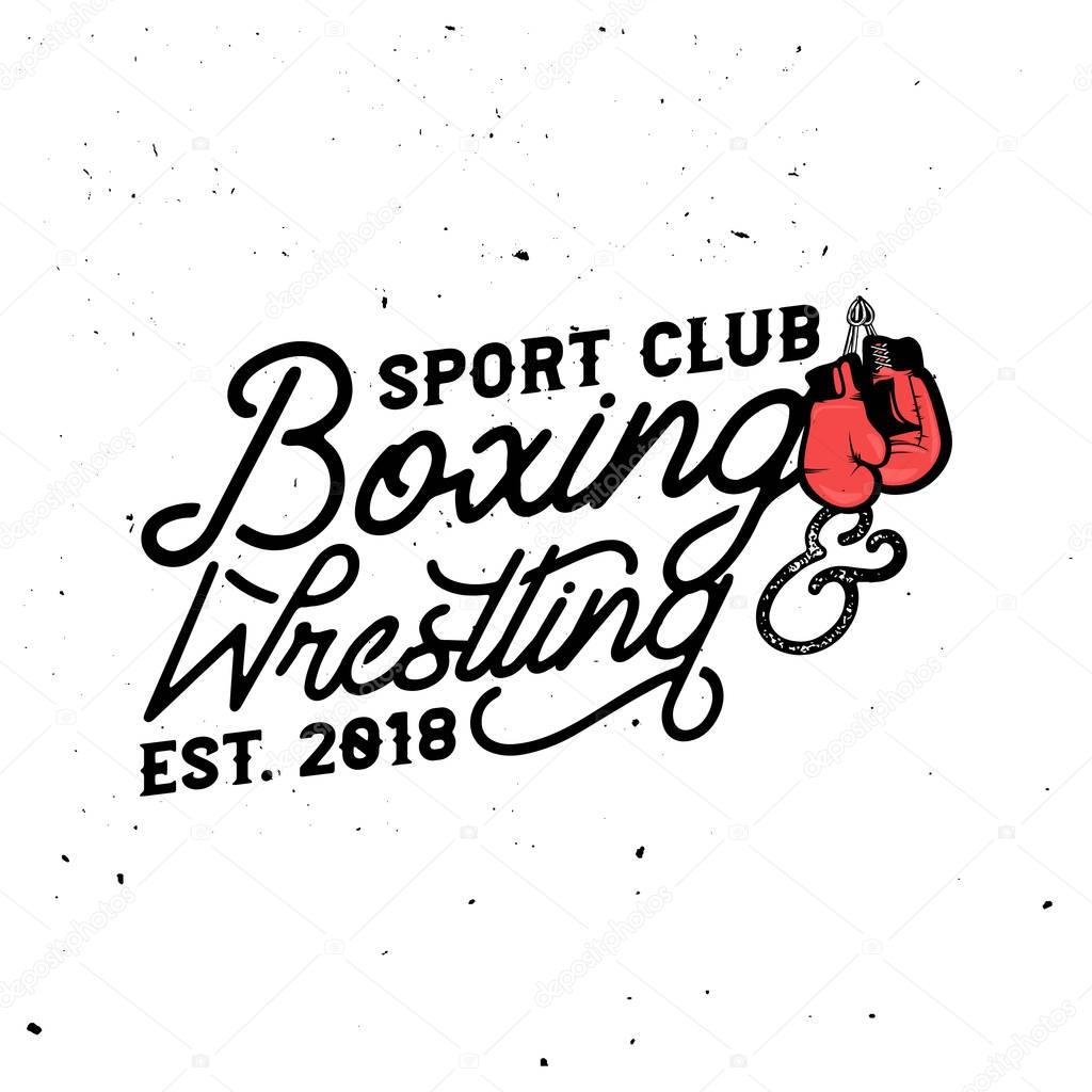 Boxing & wrestling themed retro logo templates in vintage style with grunge effect.